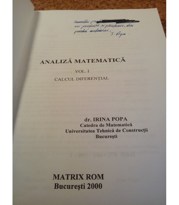 Irina Popa - Analiza matematica Vol. I Calcul diferential