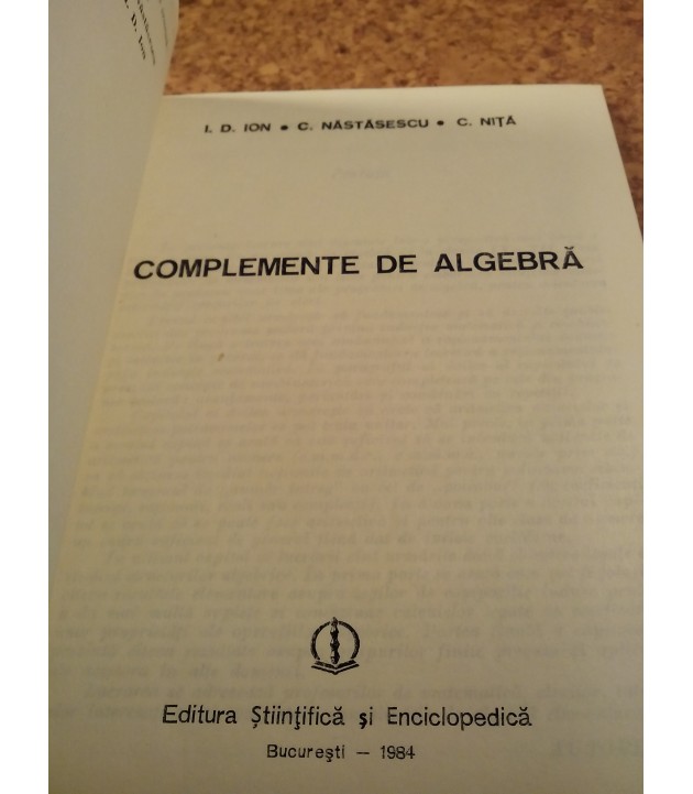 Ion D. Ion - Complemente de algebra