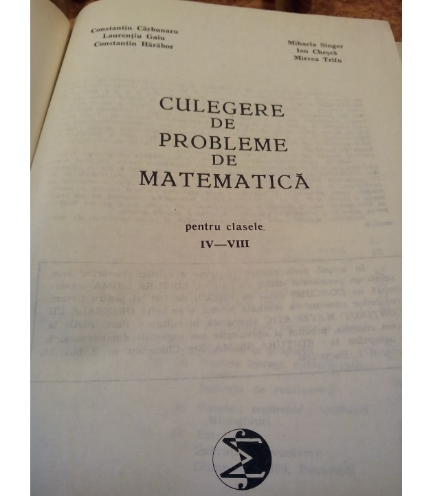 Constantin Carbunaru - Culegere de probleme de matematica pentru clasele IV - VIII