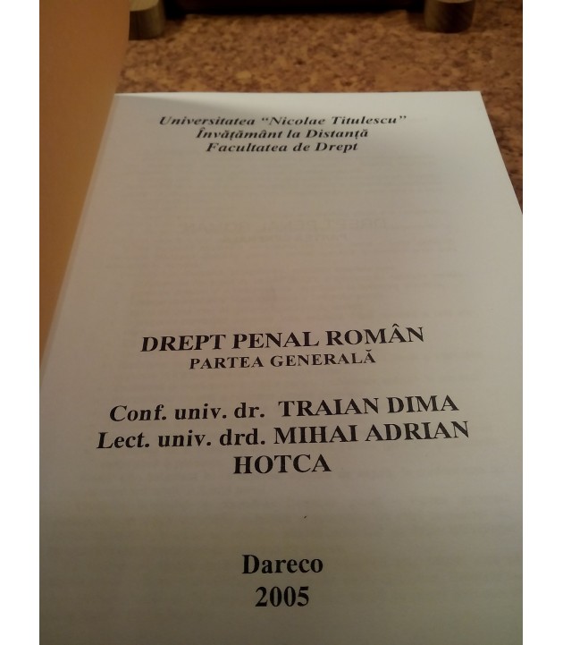 Traian Dima - Drept penal roman Partea generala