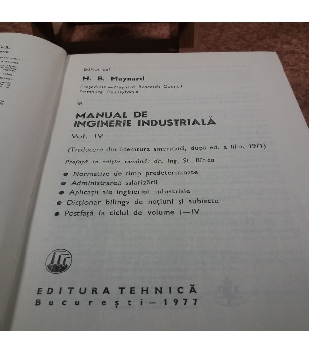 H. B. Maynard - Manual de inginerie industriala Vol. IV