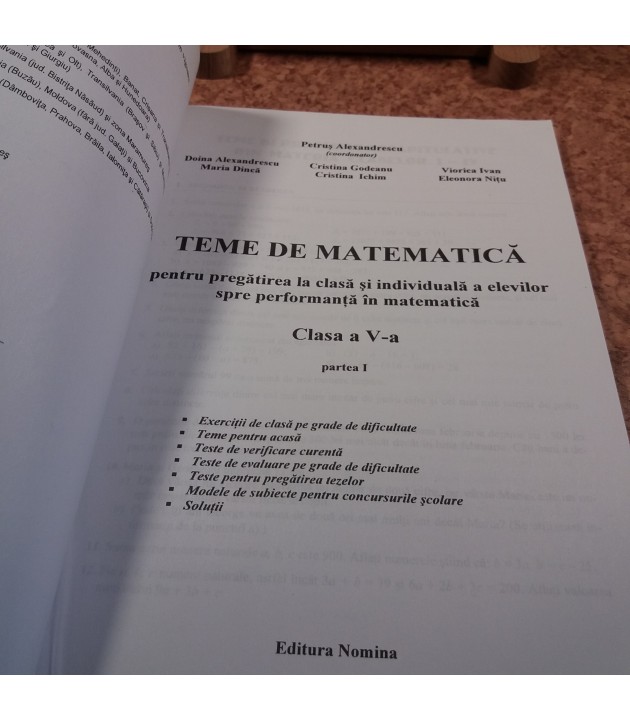 Petrus Alexandrescu - Teme de matematica pentru pregatirea la clasa si individuala a elevilor clasa a V a