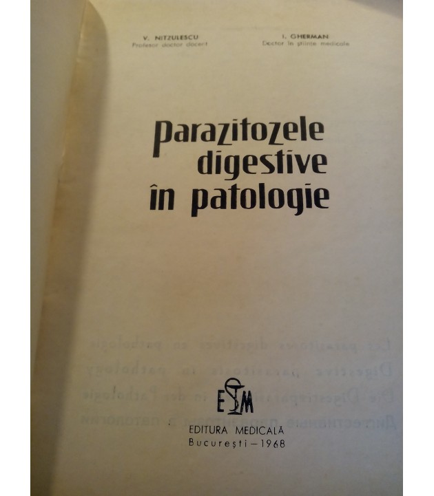 V. Nitzulescu - Parazitozele digestive in patologie