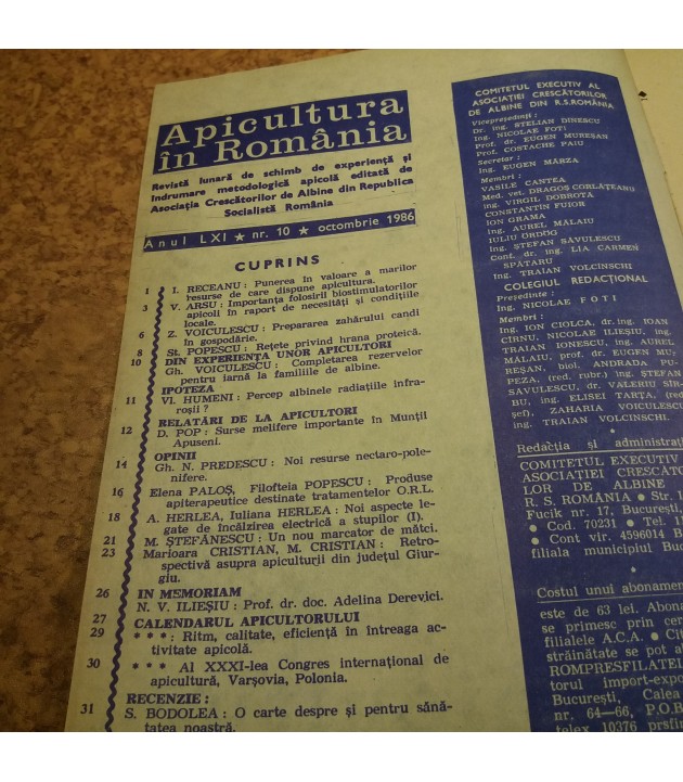 Apicultura in Romania 10 Octombrie 1986