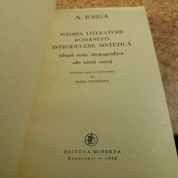 Nicolae Iorga - Istoria literaturii romanesti Introducere sintetica