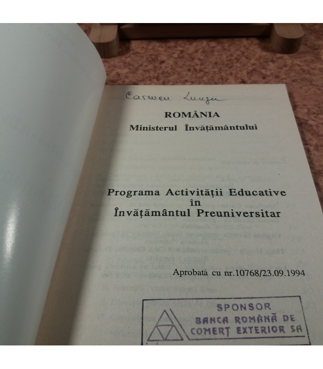 Programa activitatii educative in invatamantul preuniversitar