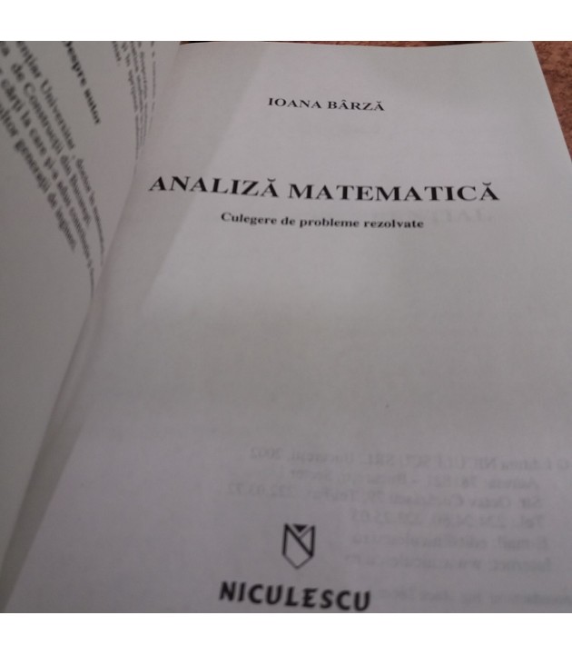 Ioana Barza - Analiza Matematica culegere de probleme rezolvate