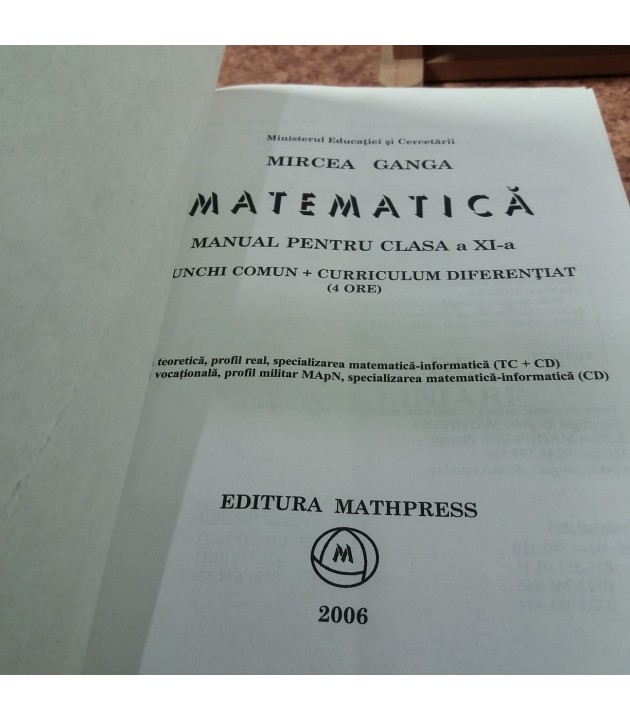 Mircea Ganga - Matematica manual pentru clasa a XI a Trunchi comun + Curriculum diferentiat (4 ore)